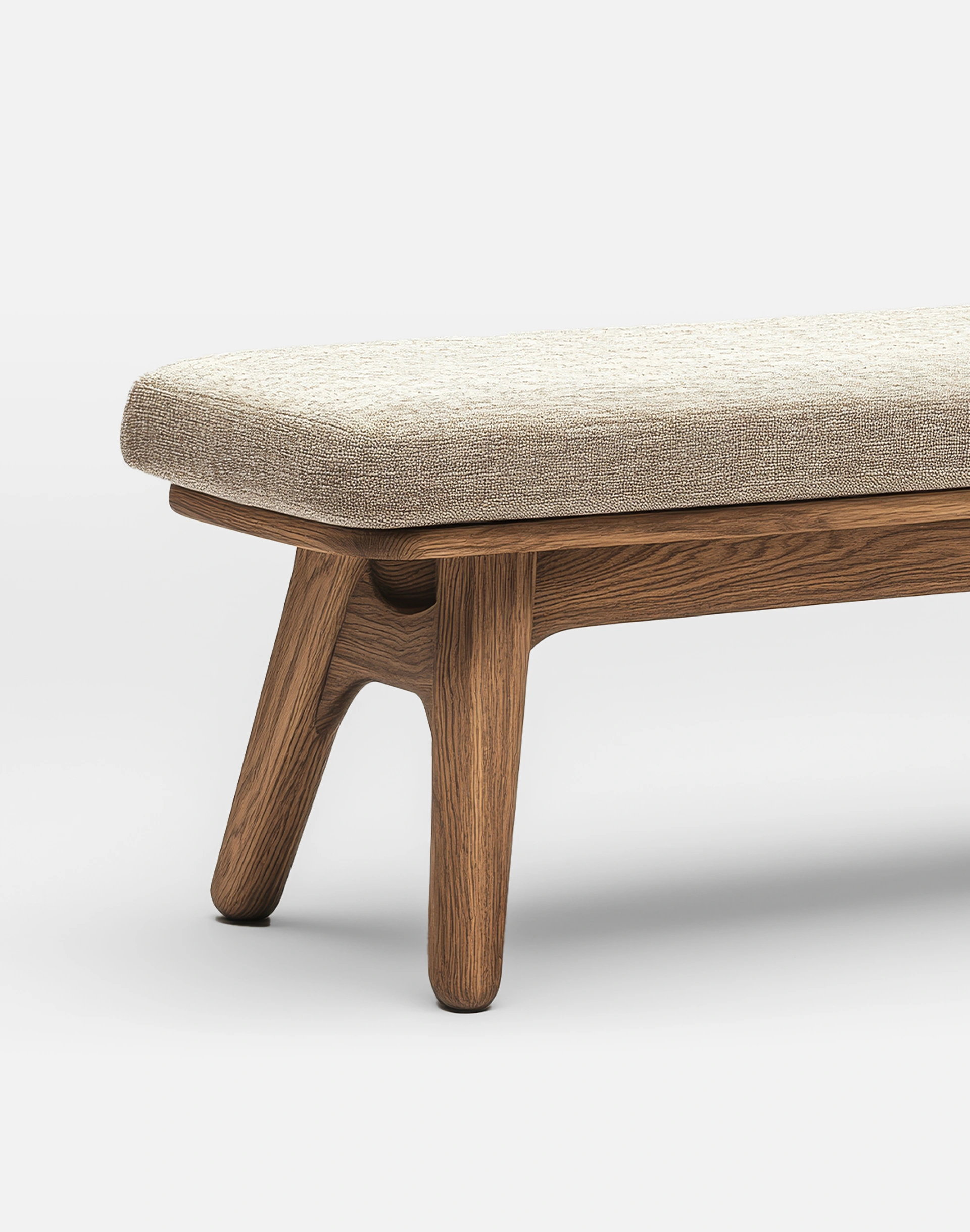 Stylish upholstered bench with wooden legs
